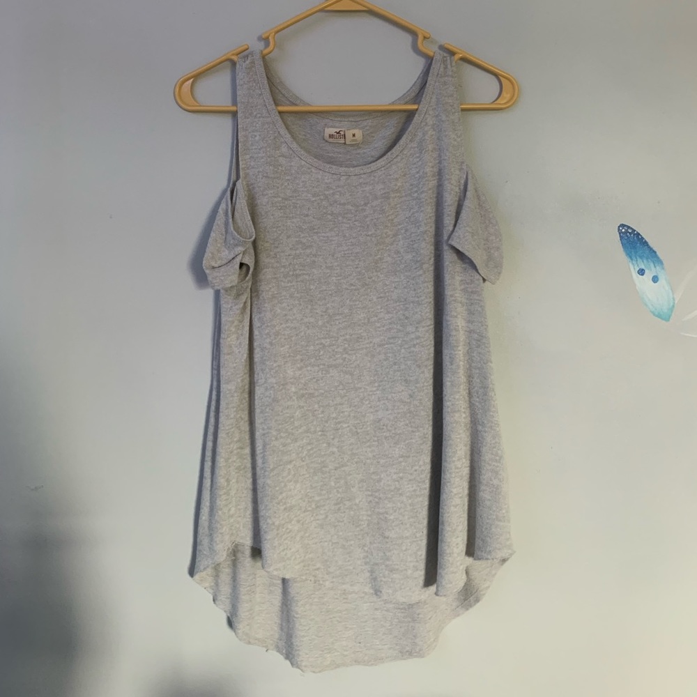 Light Grey Hollister Cotton Cold Shoulder T-Shirt